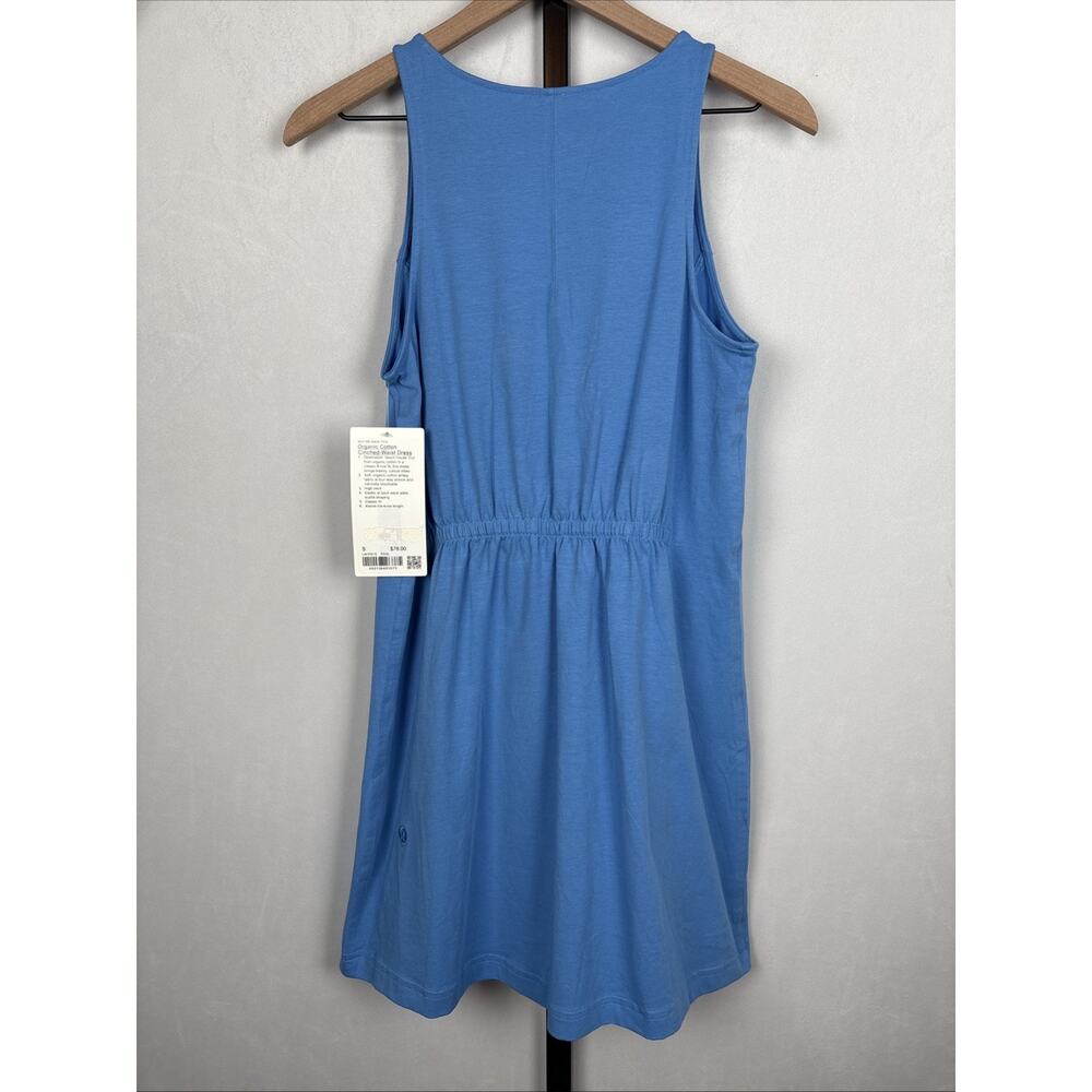 NEW Lululemon Organic Cotton Cinched-Waist Dress Women's Small Blue Sporty - Picture 5 of 9